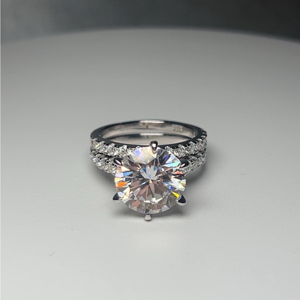 5Ct Moissanite Bridal Wedding Ring Set 14K Gold Plated *Size 6*